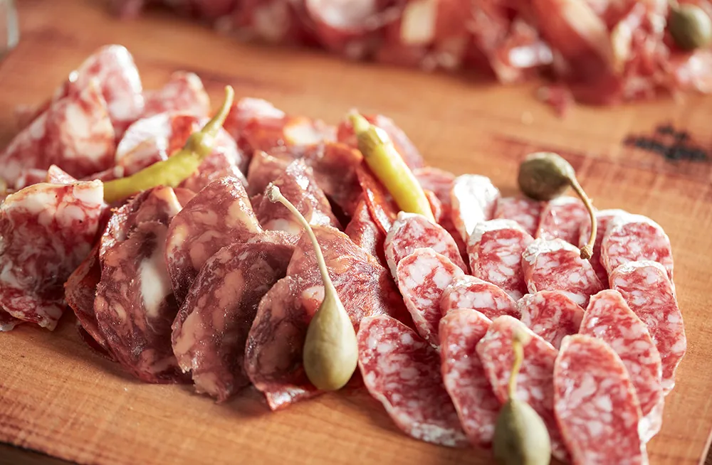Dry-cured ham and salami