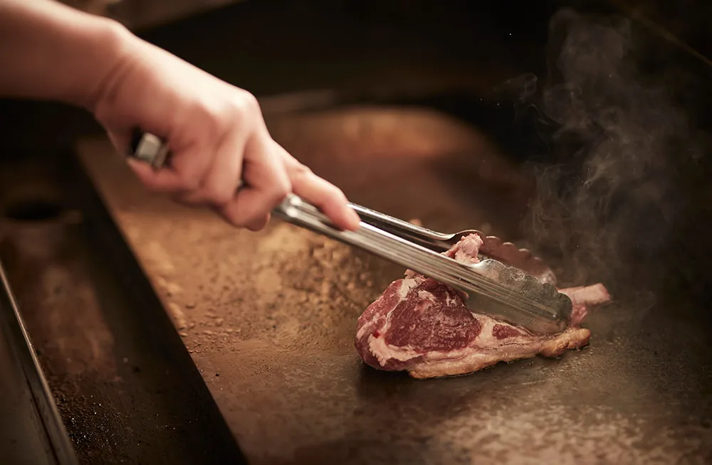 Meat grilled on a griddle