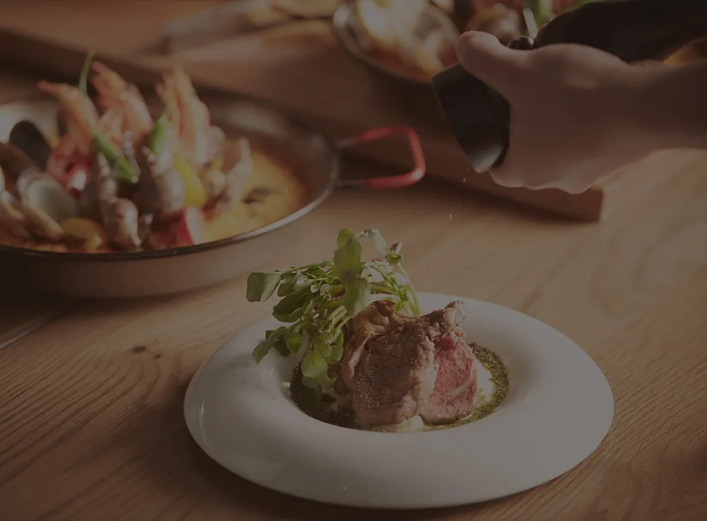 Meat dish plated by the chef