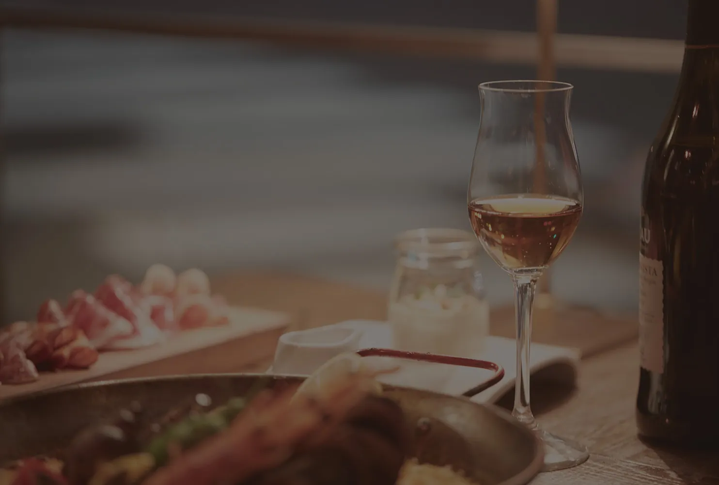 Glasses and a bottle of sherry