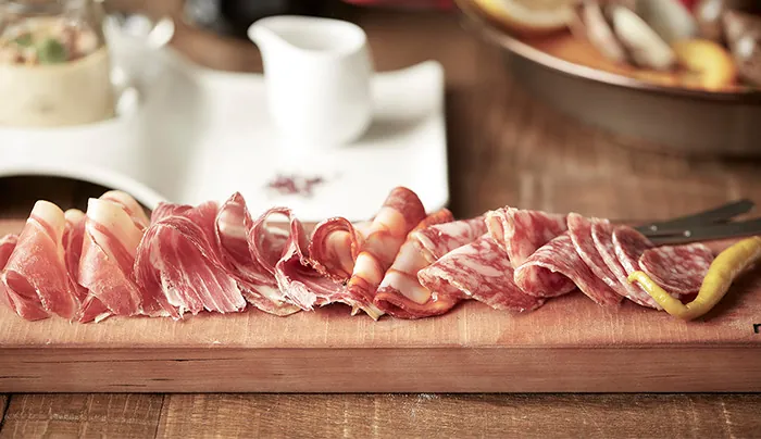 Platter of dry-cured ham
